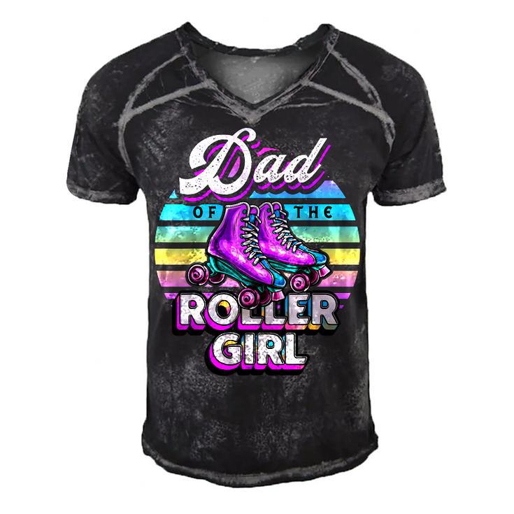 Mens Dad Of Roller Girl Roller Skating Birthday Matching Family  Men's Short Sleeve V-neck 3D Print Retro Tshirt