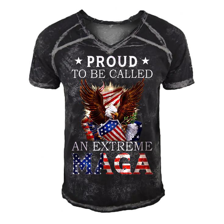Mens Eagle Proud To Be Called An Extreme Ultra Maga American Flag  Men's Short Sleeve V-neck 3D Print Retro Tshirt
