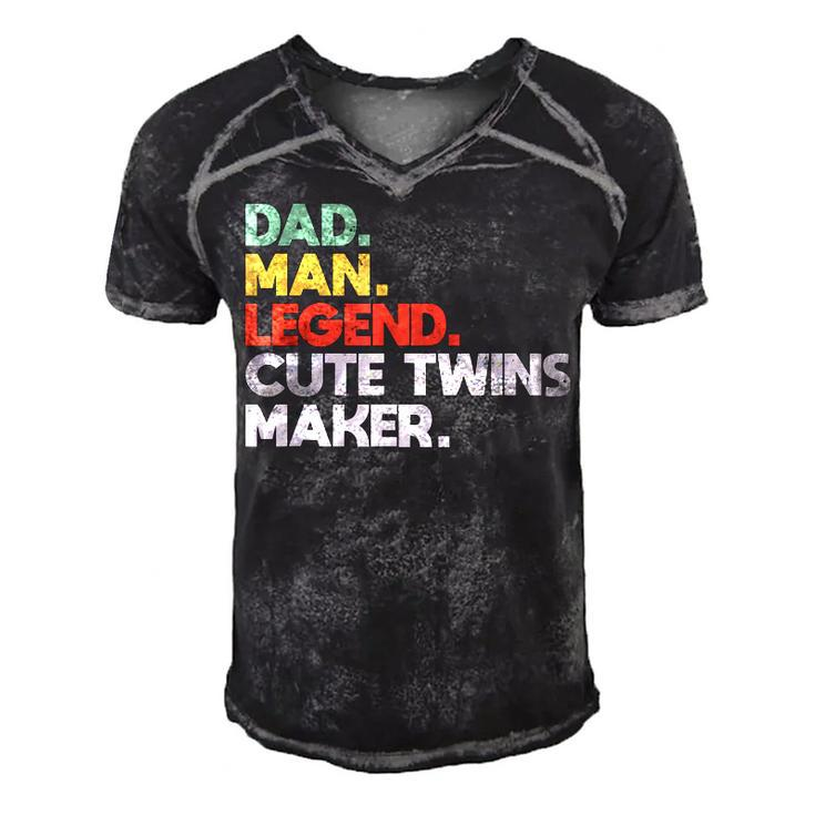 Mens Funny Dad Of Twins Cute Twins Maker Daddy Of Twins 2022  Men's Short Sleeve V-neck 3D Print Retro Tshirt