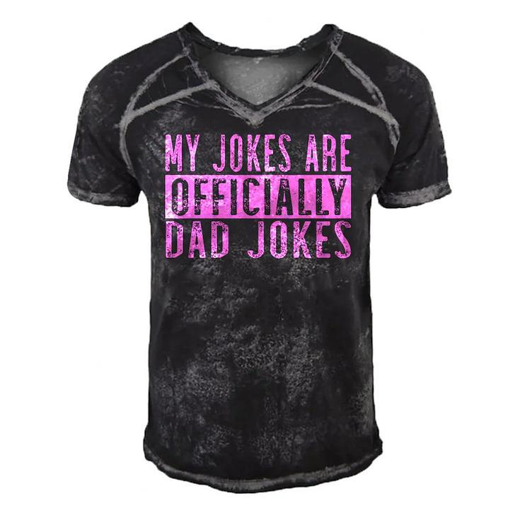 Mens Pink Girl Dad Pregnancy Announcement My Jokes Are Officially Men's Short Sleeve V-neck 3D Print Retro Tshirt