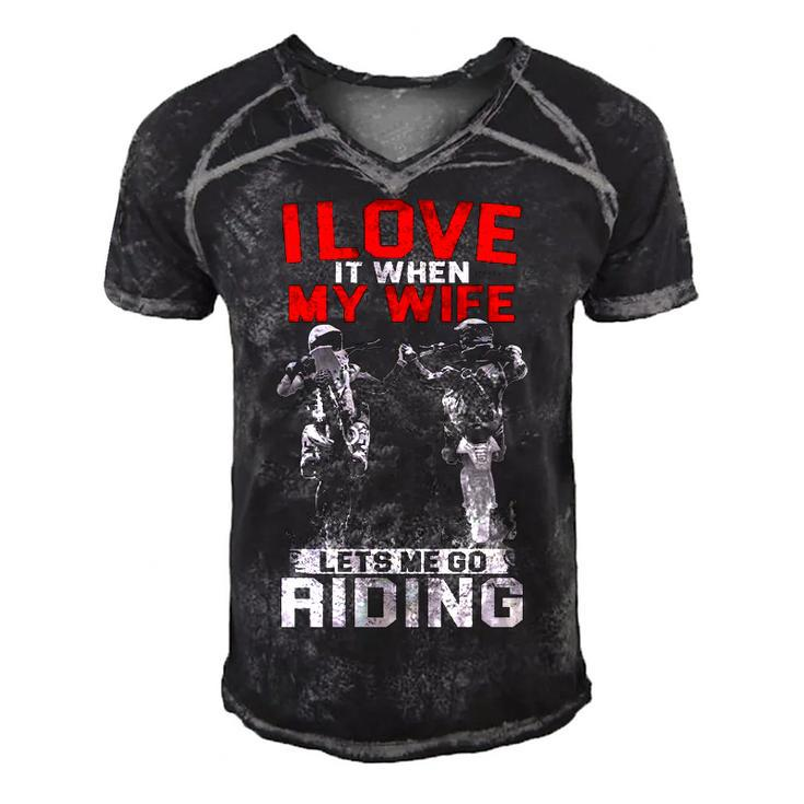 Motocross - I Love My Wife Men's Short Sleeve V-neck 3D Print Retro Tshirt