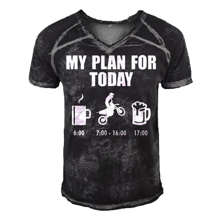 My Plan For Today - Motocross Men's Short Sleeve V-neck 3D Print Retro Tshirt