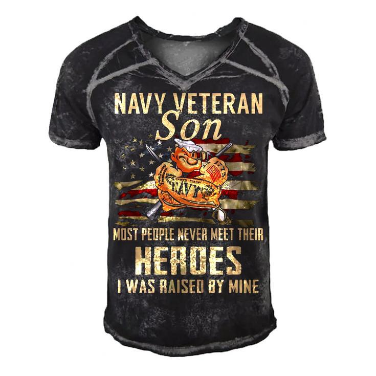 Navy Veteran Son Men's Short Sleeve V-neck 3D Print Retro Tshirt