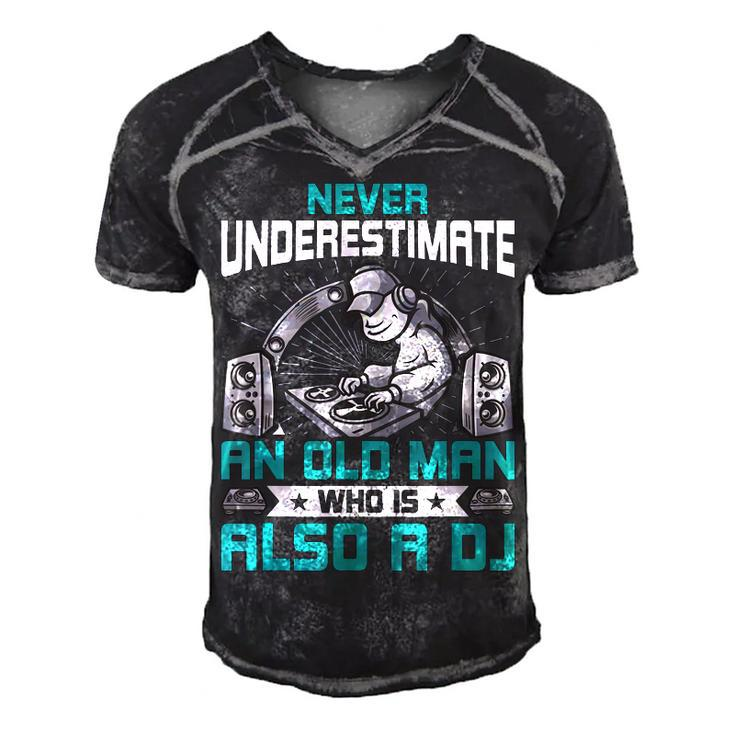 Never Underestimate An Old Man Who Is Also A Dj Music  V2 Men's Short Sleeve V-neck 3D Print Retro Tshirt