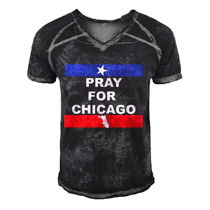 Nice Pray For Chicago Chicao Shooting Men's Short Sleeve V-neck 3D Print Retro Tshirt