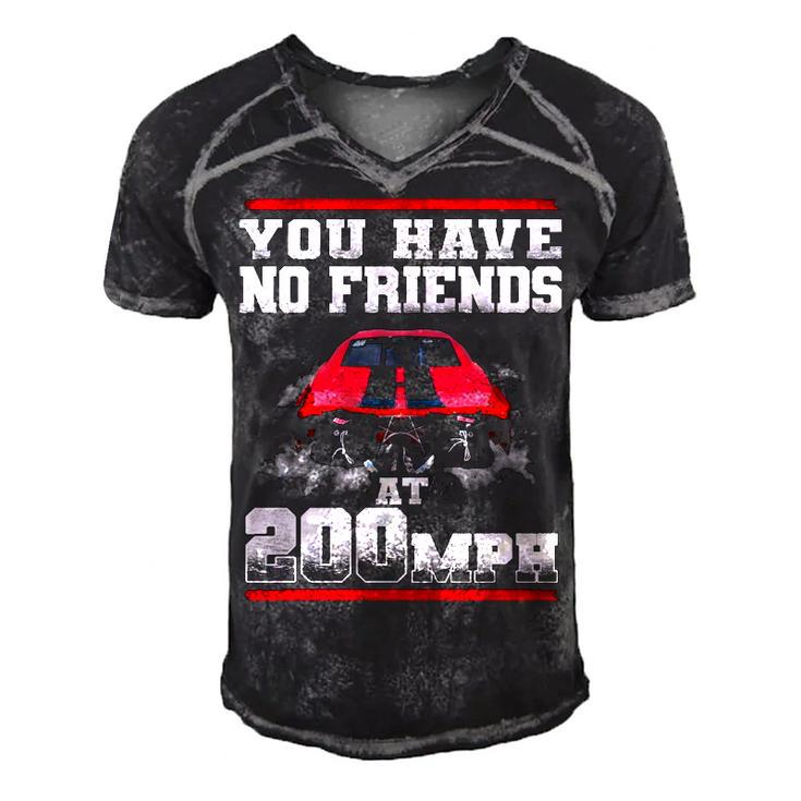 No Friends Men's Short Sleeve V-neck 3D Print Retro Tshirt