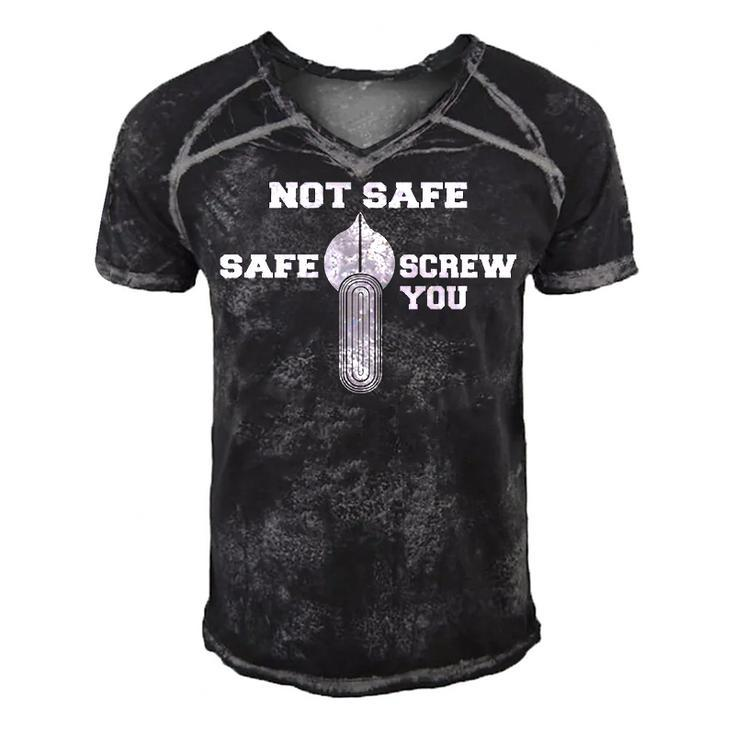 Not Safe Men's Short Sleeve V-neck 3D Print Retro Tshirt