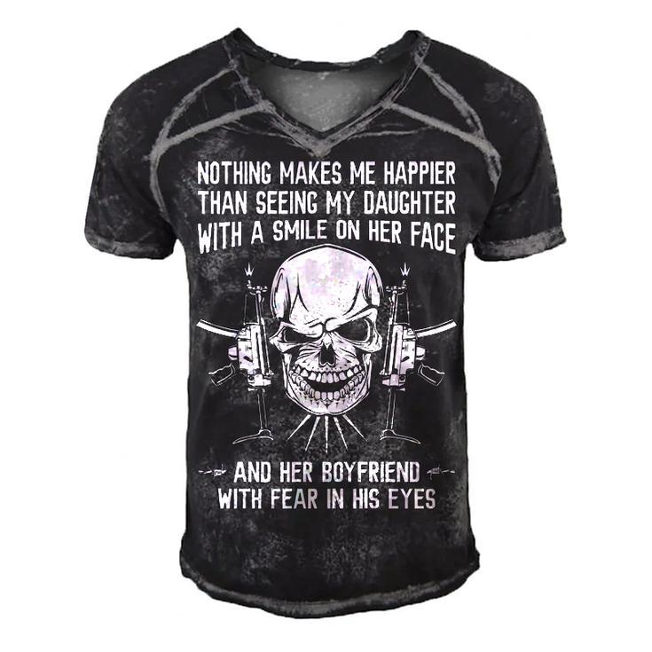 Nothing Makes Me Happier Men's Short Sleeve V-neck 3D Print Retro Tshirt
