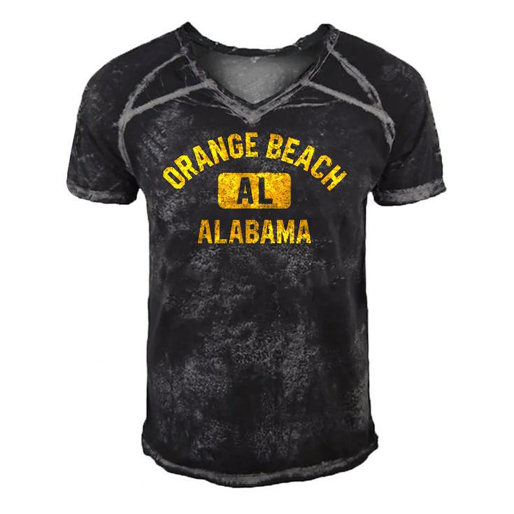 Orange Beach Al Alabama Gym Style Distressed Amber Print Men's Short Sleeve V-neck 3D Print Retro Tshirt