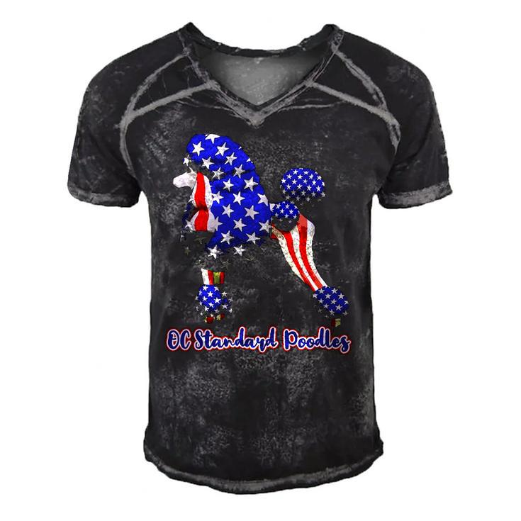 Patriotic Flag Poodle For American Poodle Lovers Men's Short Sleeve V-neck 3D Print Retro Tshirt