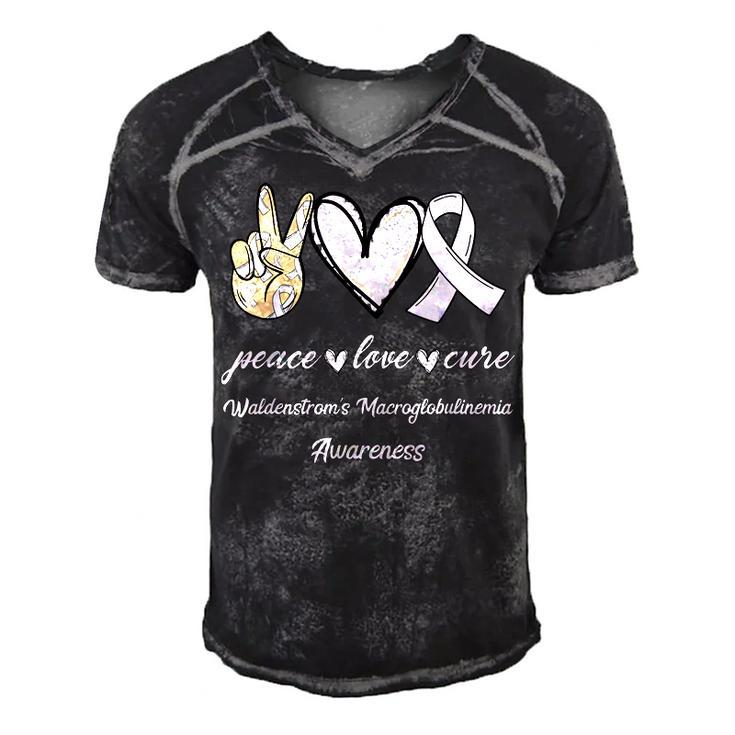 Peace Love Cure Waldenstroms Macroglobulinemia Awareness  Men's Short Sleeve V-neck 3D Print Retro Tshirt