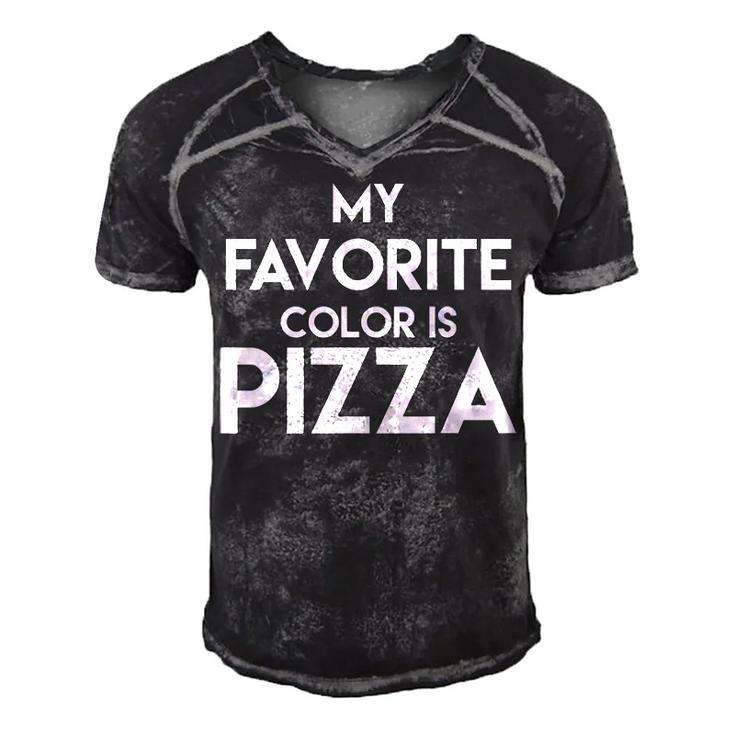 Pizza - My Favorite Color Men's Short Sleeve V-neck 3D Print Retro Tshirt