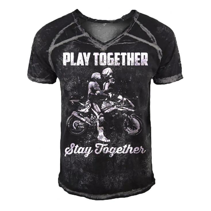 Play Together - Stay Together Men's Short Sleeve V-neck 3D Print Retro Tshirt