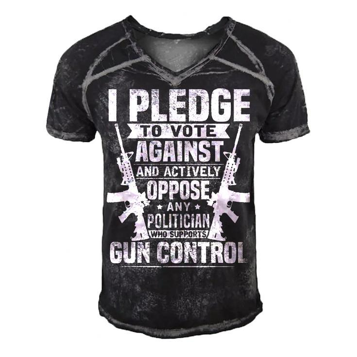 Pledge To Vote - Against Gun Control Men's Short Sleeve V-neck 3D Print Retro Tshirt