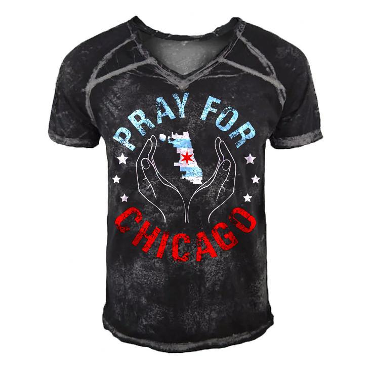 Pray For Chicago Chicago Shooting Support Chicago   Men's Short Sleeve V-neck 3D Print Retro Tshirt