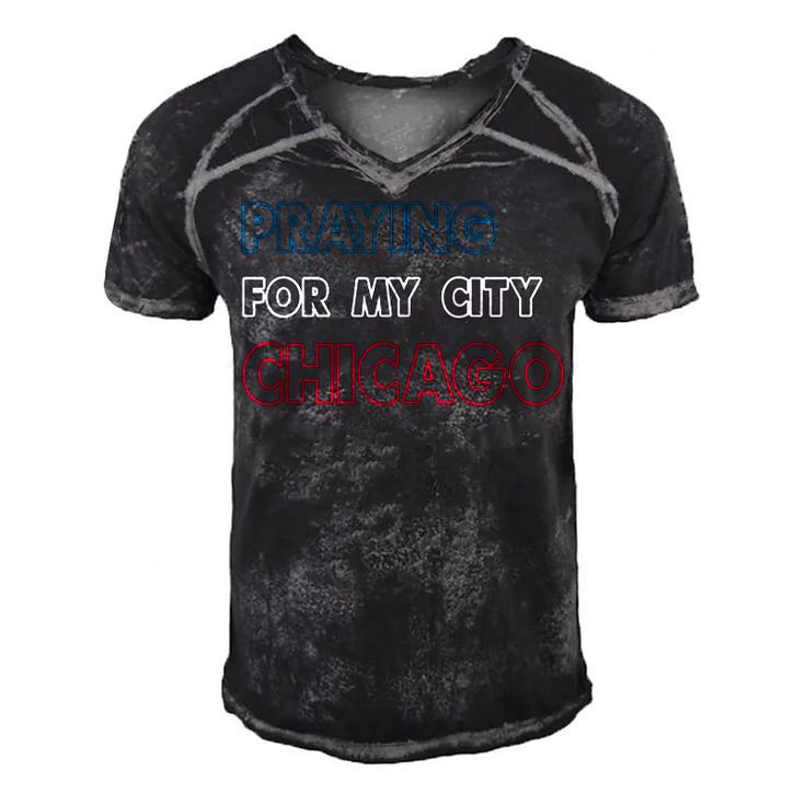Pray For Chicago Chicago Shooting Support Chicago  Men's Short Sleeve V-neck 3D Print Retro Tshirt