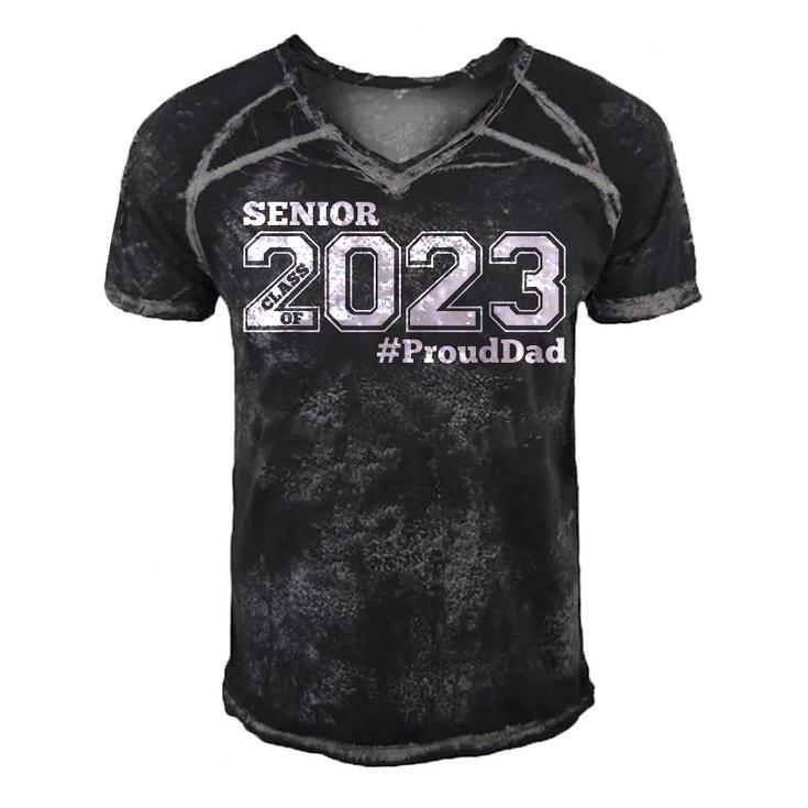Proud Dad Of 2023 Senior - Class Of 2023 Proud Dad - White  Men's Short Sleeve V-neck 3D Print Retro Tshirt