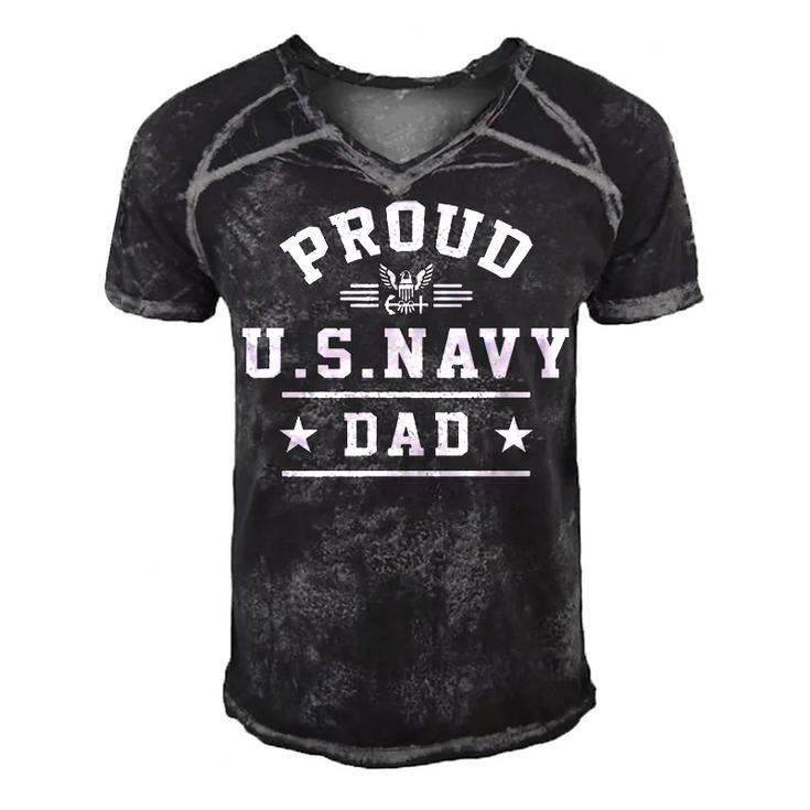 Proud Navy Dad Men's Short Sleeve V-neck 3D Print Retro Tshirt