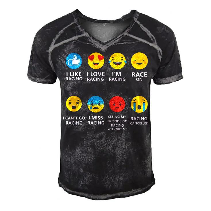 Racing Life Emotions Men's Short Sleeve V-neck 3D Print Retro Tshirt
