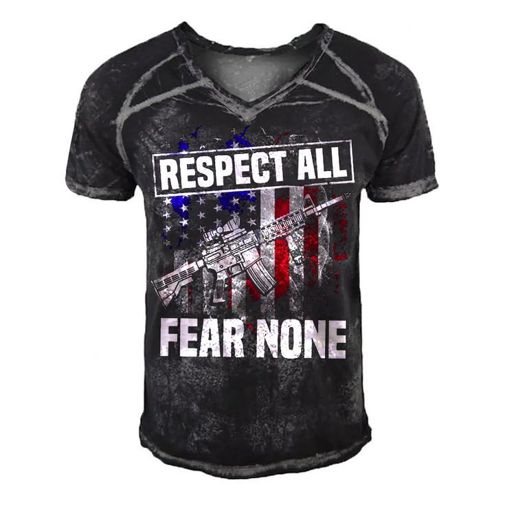 Respect All Fear Men's Short Sleeve V-neck 3D Print Retro Tshirt