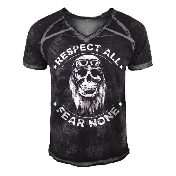 Respect All - Fear None Men's Short Sleeve V-neck 3D Print Retro Tshirt