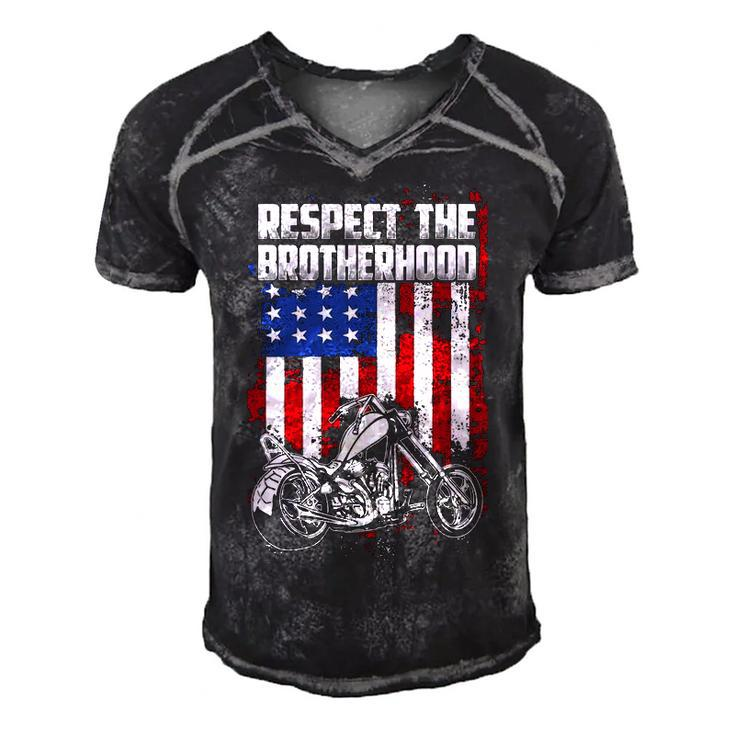 Respect Brotherhood Men's Short Sleeve V-neck 3D Print Retro Tshirt