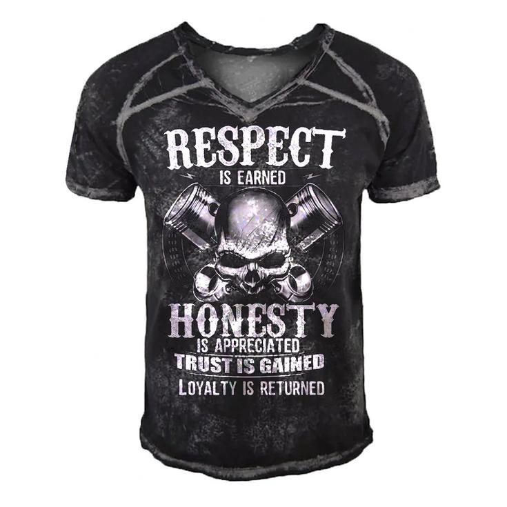 Respect Is Earned - Loyalty Is Returned Men's Short Sleeve V-neck 3D Print Retro Tshirt