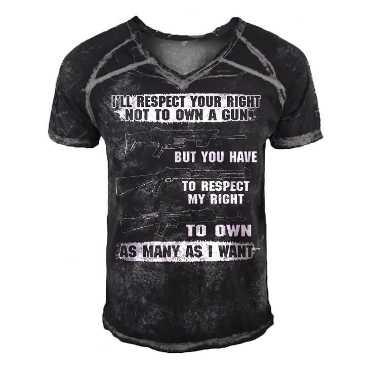Respect My Right Men's Short Sleeve V-neck 3D Print Retro Tshirt