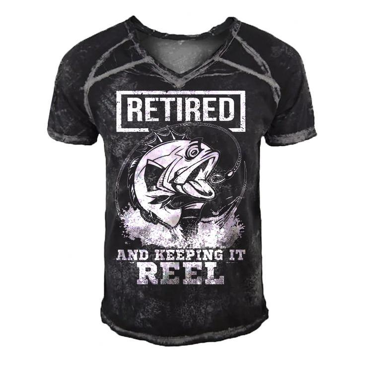 Retired And Keeping It Reel Men's Short Sleeve V-neck 3D Print Retro Tshirt