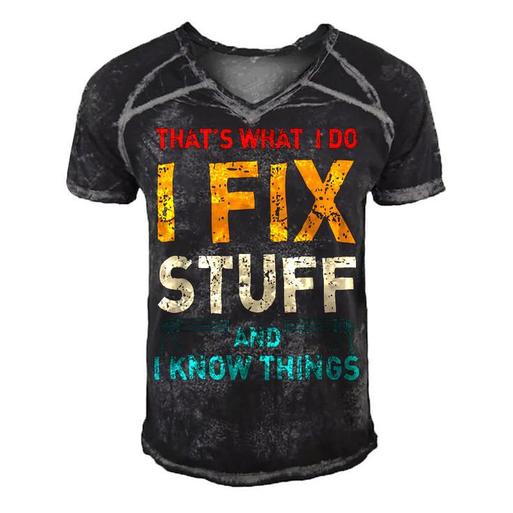 Retro Thats What I Do I Fix Stuff And I Know Things  Men's Short Sleeve V-neck 3D Print Retro Tshirt