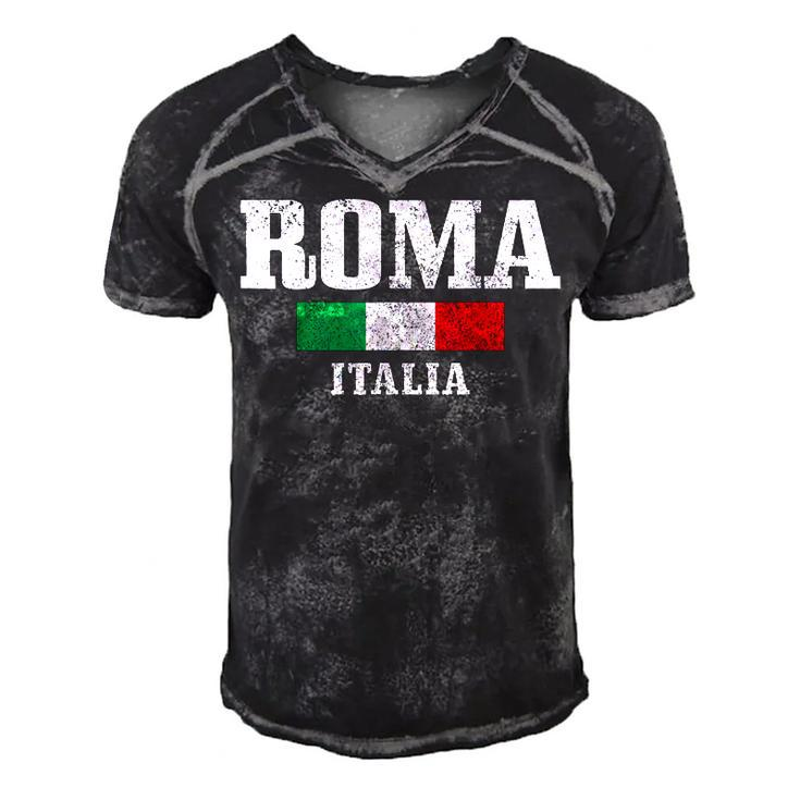 Rome Italy Roma Italia Vintage Italian Flag  Men's Short Sleeve V-neck 3D Print Retro Tshirt