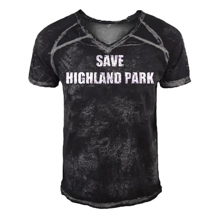 Save Highland Park  V2 Men's Short Sleeve V-neck 3D Print Retro Tshirt