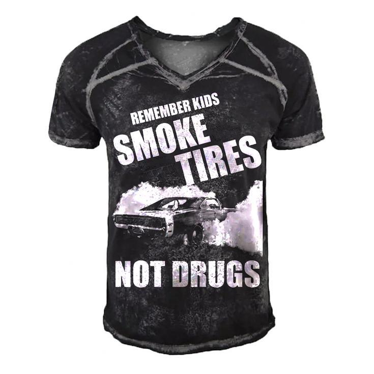 Smoke Tires V2 Men's Short Sleeve V-neck 3D Print Retro Tshirt