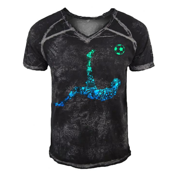 Soccer Players Youth Men Boys Kids  Men's Short Sleeve V-neck 3D Print Retro Tshirt