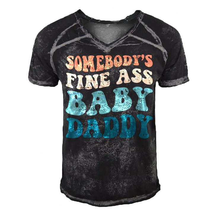 Somebodys Fine Ass Baby Daddy Funny Saying Dad Birthday  Men's Short Sleeve V-neck 3D Print Retro Tshirt