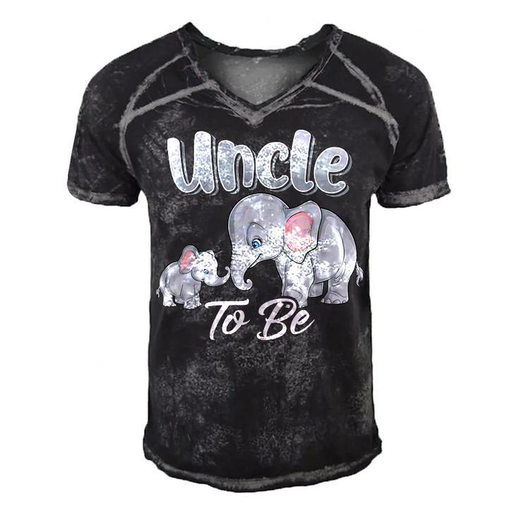 Soon Uncle To Be Elephants For Baby Shower Gender Reveal Men  Men's Short Sleeve V-neck 3D Print Retro Tshirt