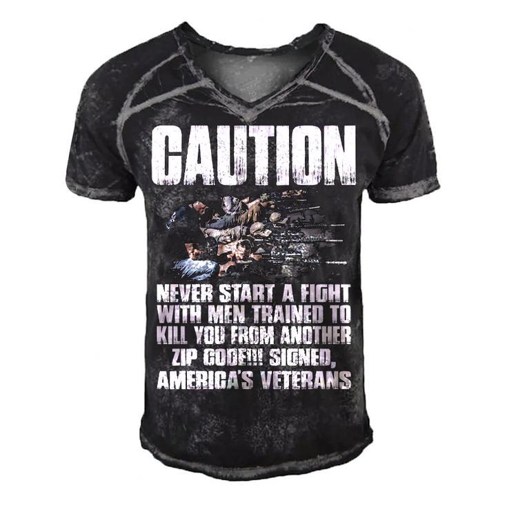 Start A Fight Men's Short Sleeve V-neck 3D Print Retro Tshirt