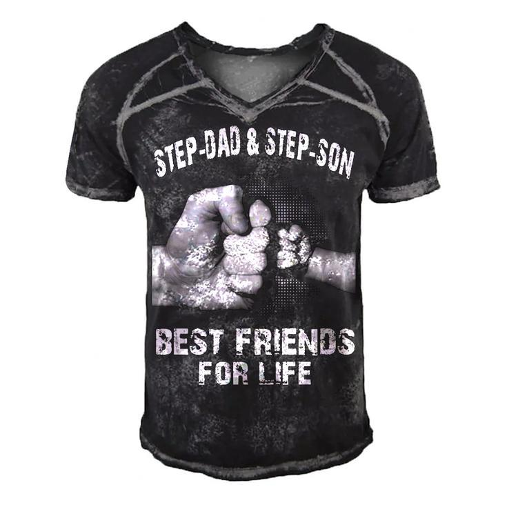 Step-Dad & Step-Son - Best Friends Men's Short Sleeve V-neck 3D Print Retro Tshirt