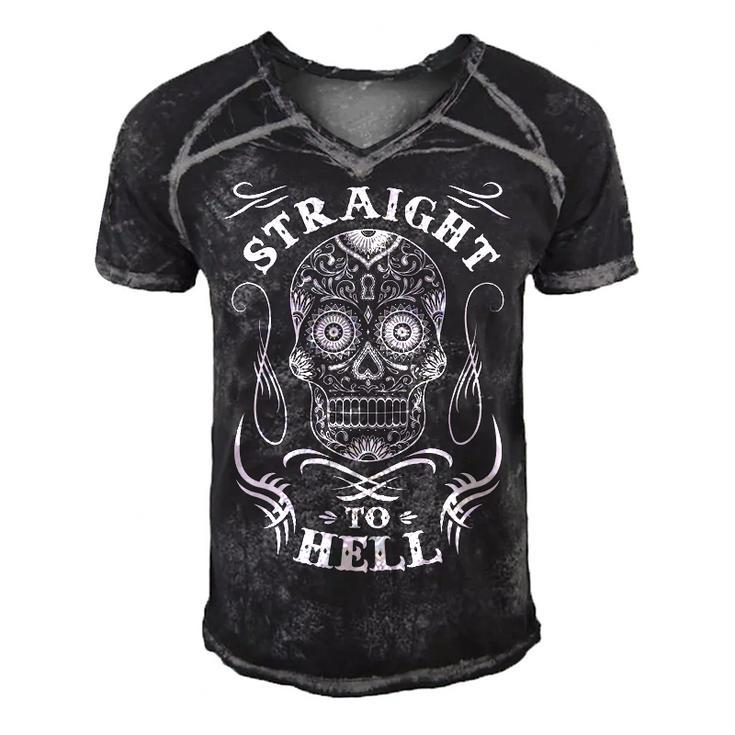 Straight To Hell Men's Short Sleeve V-neck 3D Print Retro Tshirt