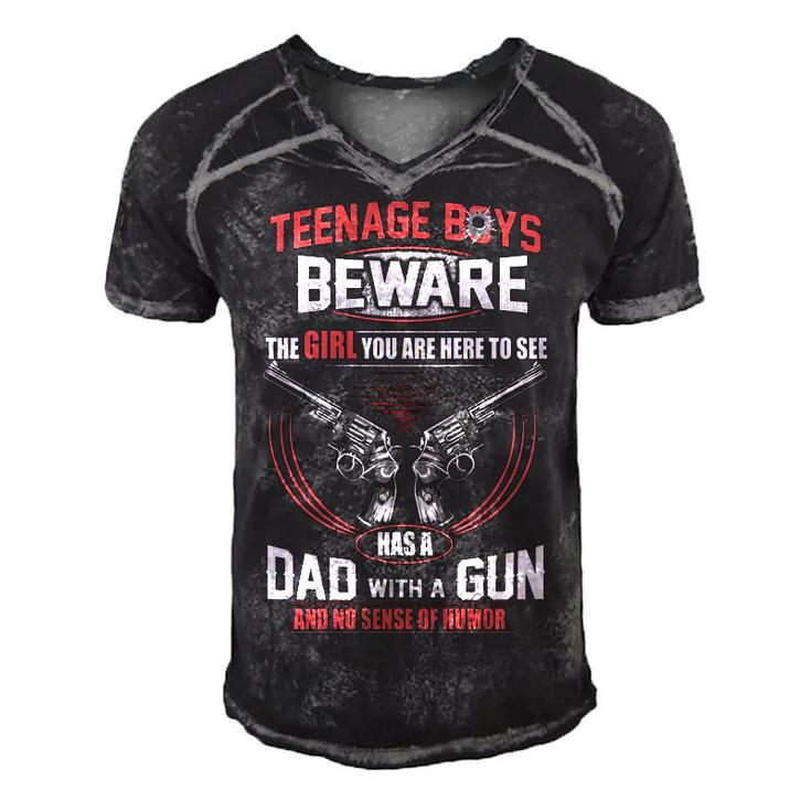 Teenage Boys Beware V2 Men's Short Sleeve V-neck 3D Print Retro Tshirt