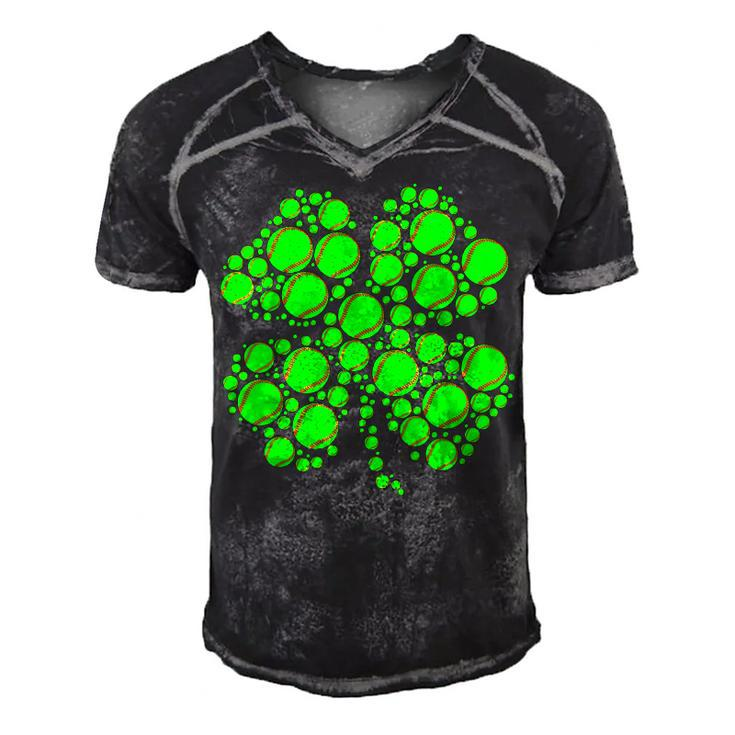 Tennis Ball Irish Shamrock Lucky Clover St Patricks Day  Men's Short Sleeve V-neck 3D Print Retro Tshirt