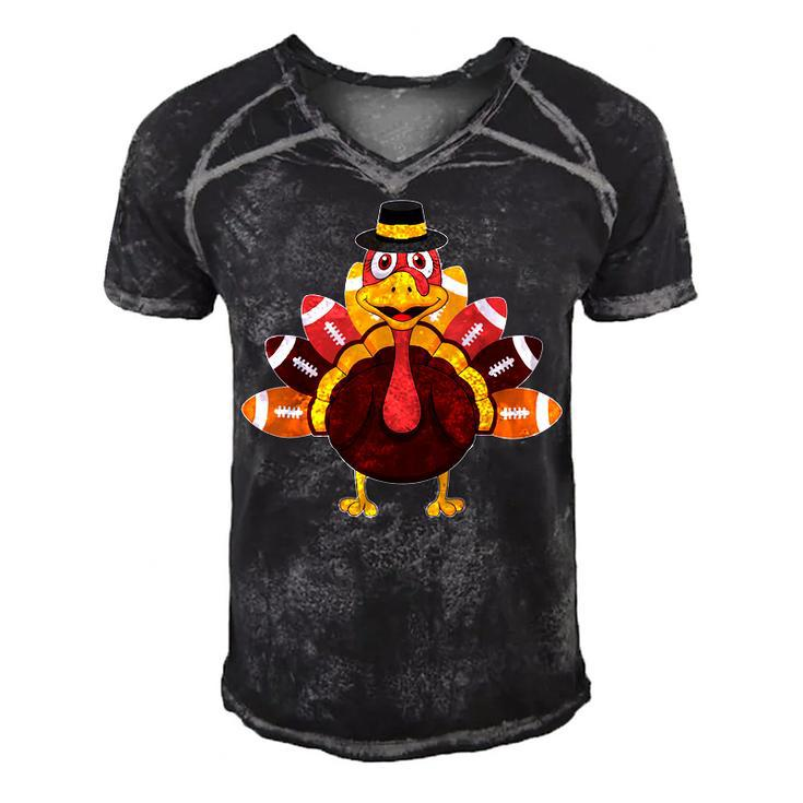 Thanksgiving Turkey Football Ball Sports Lover Men Boys Kids  Men's Short Sleeve V-neck 3D Print Retro Tshirt