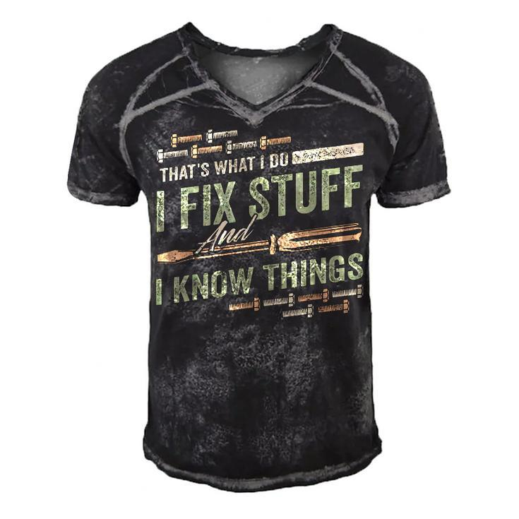 Thats What I Do I Fix Stuff And I Know Things Funny Saying  Men's Short Sleeve V-neck 3D Print Retro Tshirt