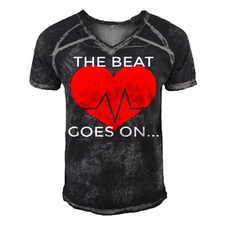 The Beat Goes On Heart Attack Survivor T  Men's Short Sleeve V-neck 3D Print Retro Tshirt