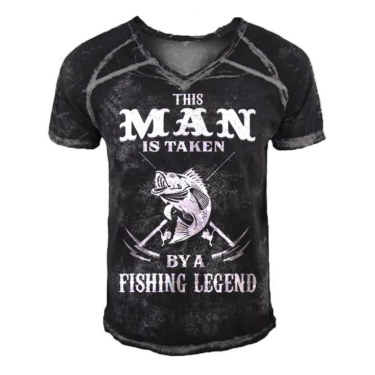 This Man Is Taken By A Fishing Legend Men's Short Sleeve V-neck 3D Print Retro Tshirt