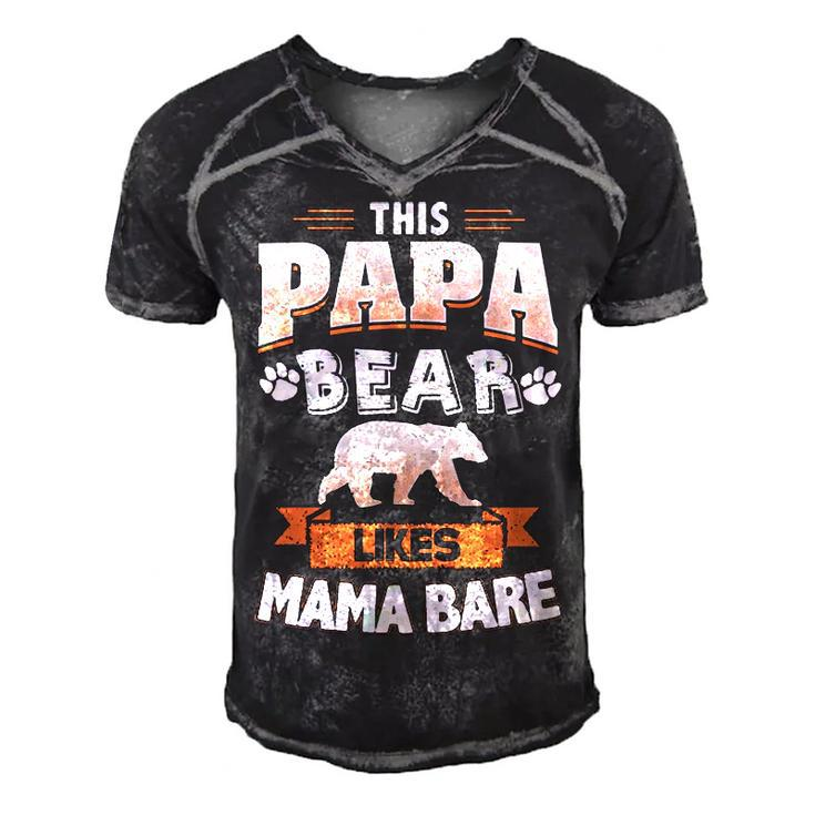 This Papa Bear Likes Mama Bare Men's Short Sleeve V-neck 3D Print Retro Tshirt