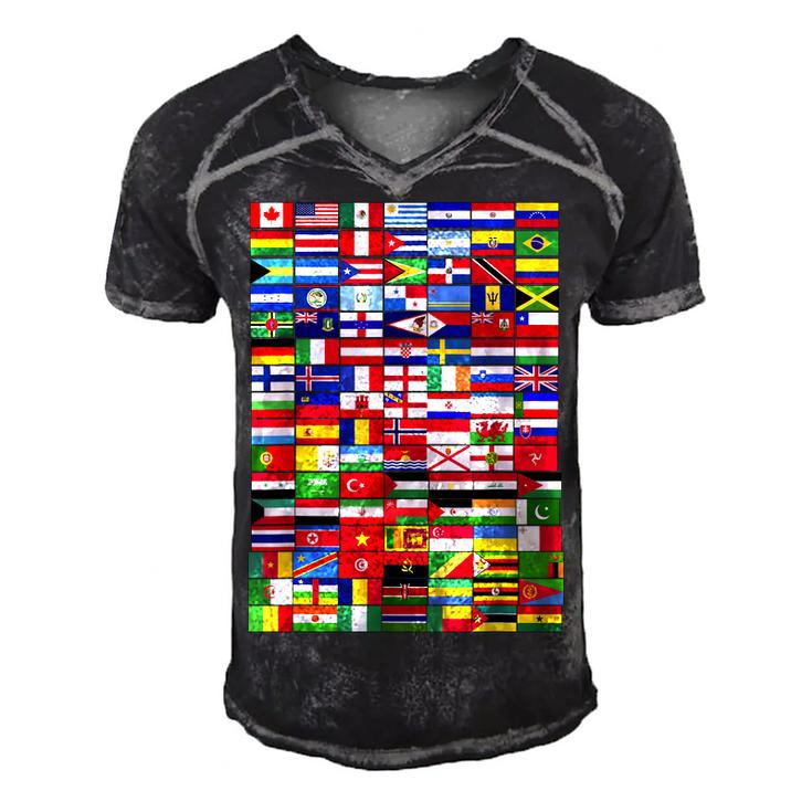 Traveling International Countries Flags World Flags  Men's Short Sleeve V-neck 3D Print Retro Tshirt