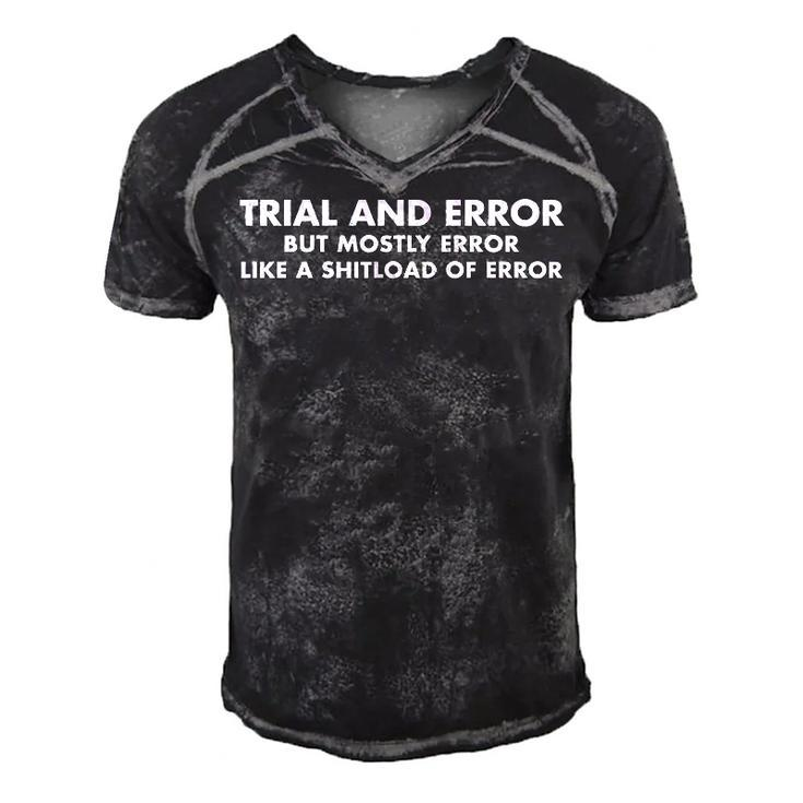 Trial And Error Men's Short Sleeve V-neck 3D Print Retro Tshirt