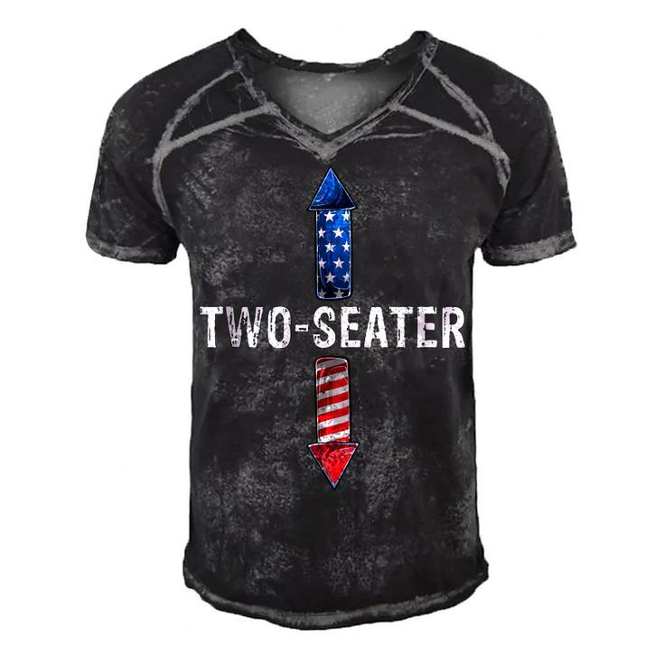 Two Seater Funny 4Th Of July Day Vintage  Men's Short Sleeve V-neck 3D Print Retro Tshirt