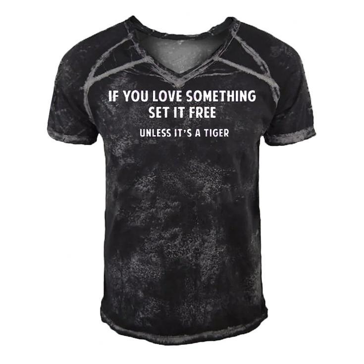 Unless Its A Tiger Men's Short Sleeve V-neck 3D Print Retro Tshirt